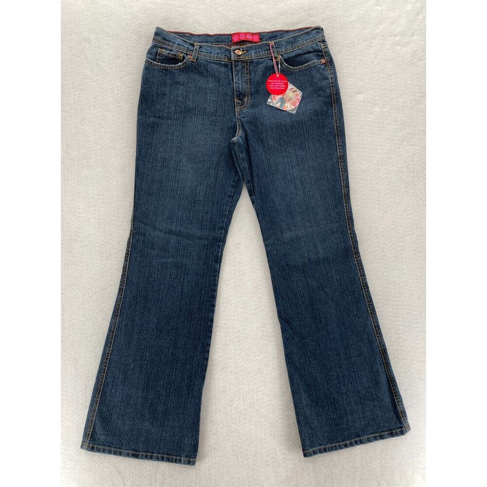 GLO Jeans Women's 15 Flared‎ Leg Dark Wash Blue Stretch Denim Mid Rise Juniors